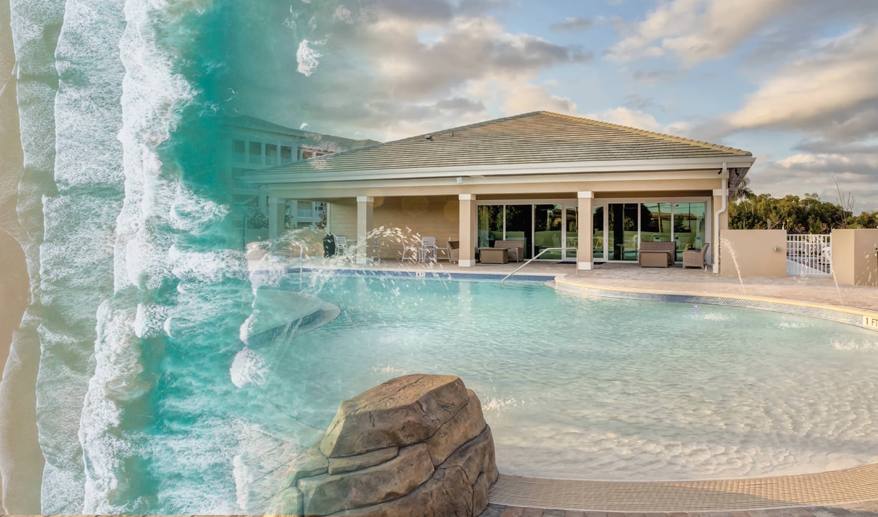 Dive Into An Easier Way of Living Beach Entry pool and pool deck at The Reef at Winkler