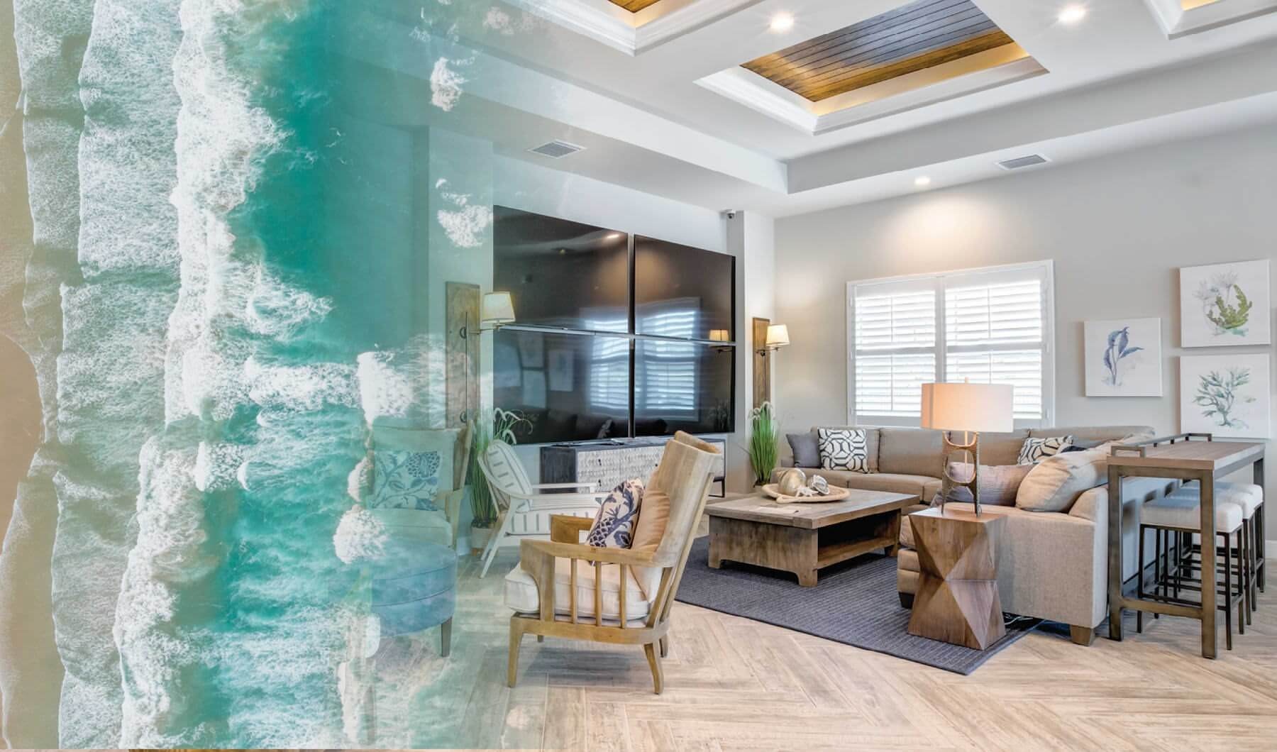 A New Wave of Luxury Living Ample lighting and seating in resident lounge at The Reef at Winkler